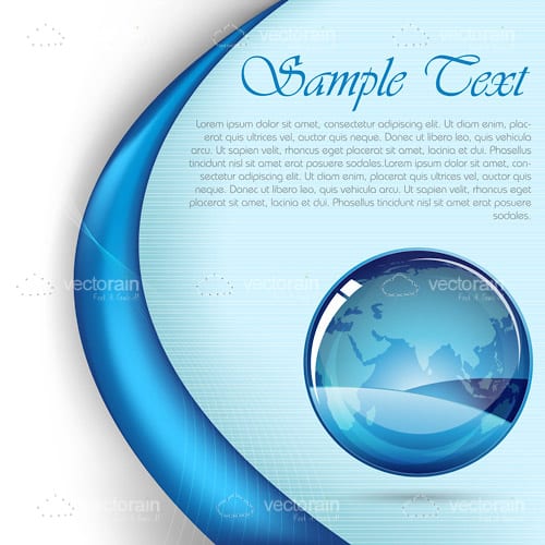 Blue Curved Background with Earth Globe and Sample Text